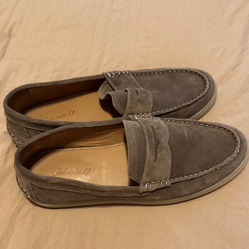 johnnie-O Men's Taupe Suede Loafers